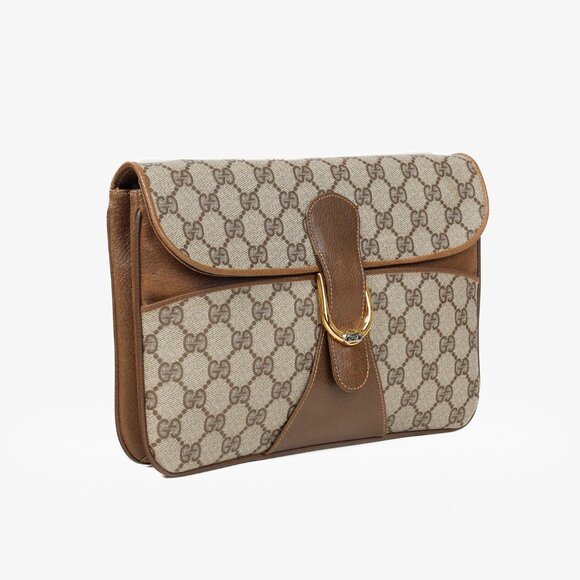 Gucci Vintage Beige Monogram Messenger Clutch - Picture 2 of 15